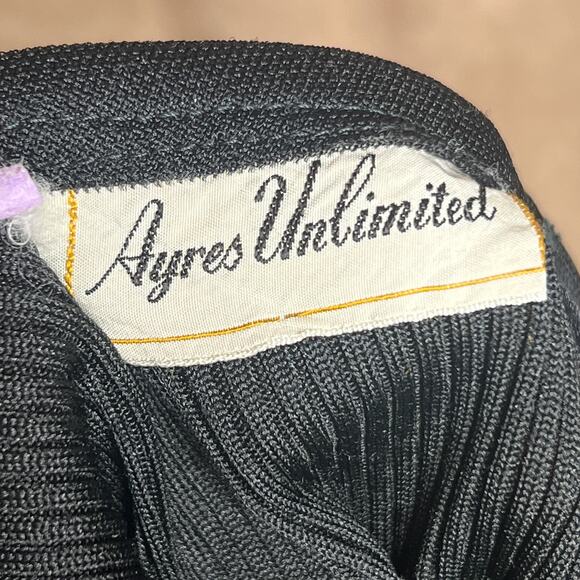 Vintage 70s Ayres Unlimited Two Tone Ribbed Geometric Print Maxi Dress Mod Retro - Picture 3 of 13